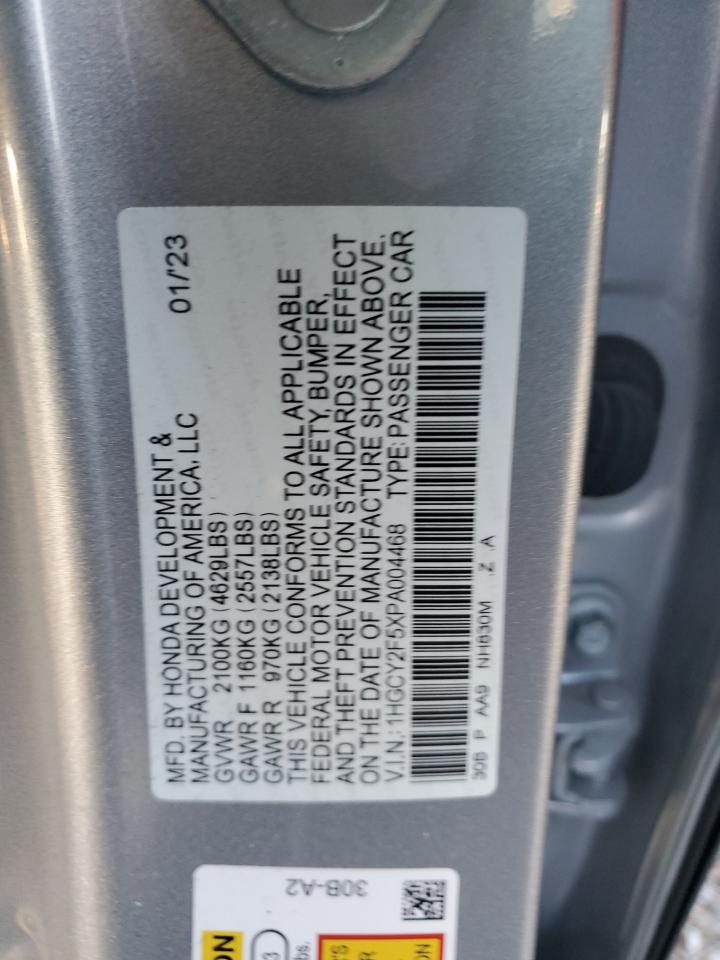 2023 HONDA ACCORD HYBRID SPORT VIN:1HGCY2F5XPA004468