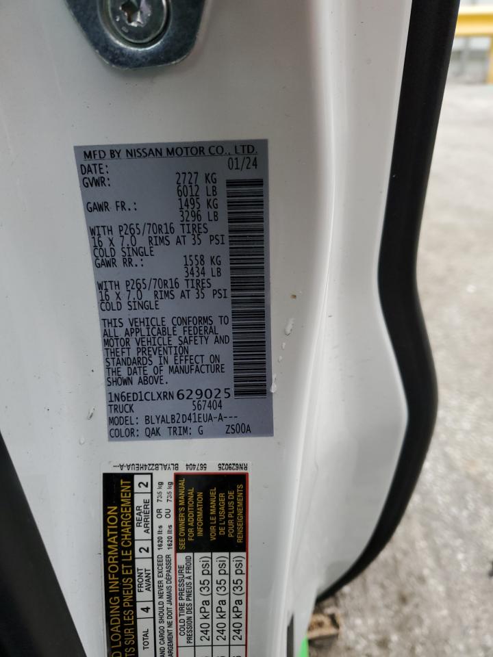 2024 NISSAN FRONTIER S VIN:1N6ED1CLXRN629025