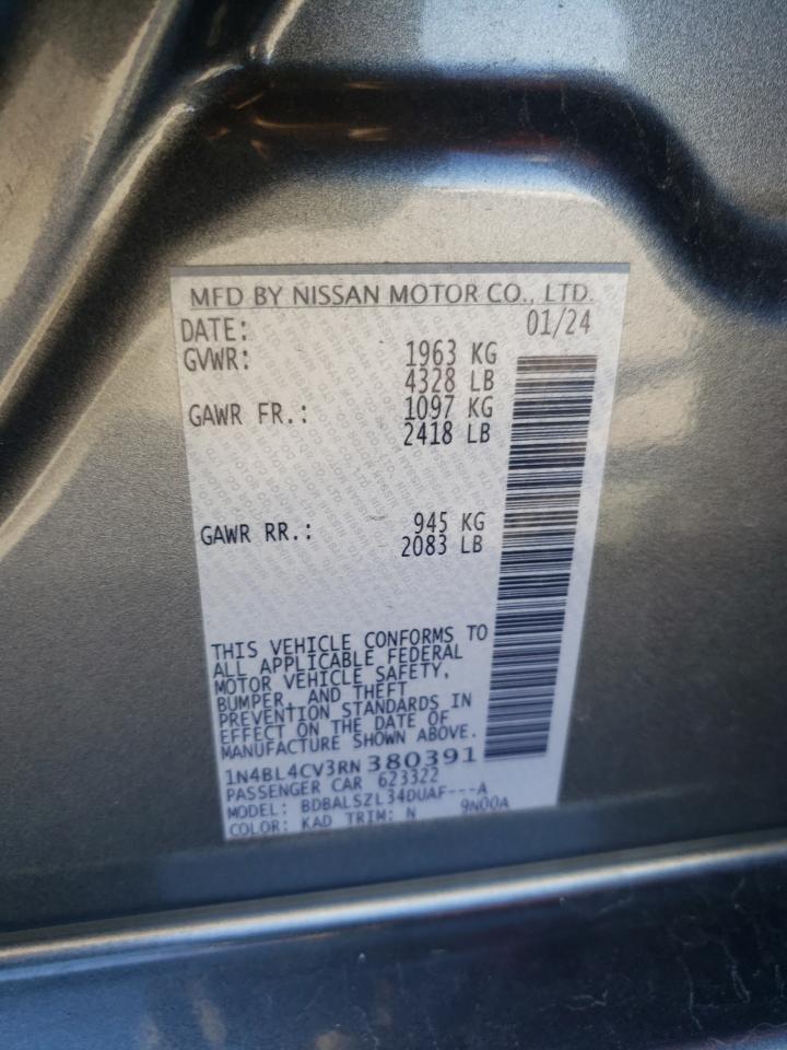 2024 NISSAN ALTIMA SR VIN:1N4BL4CV3RN380391