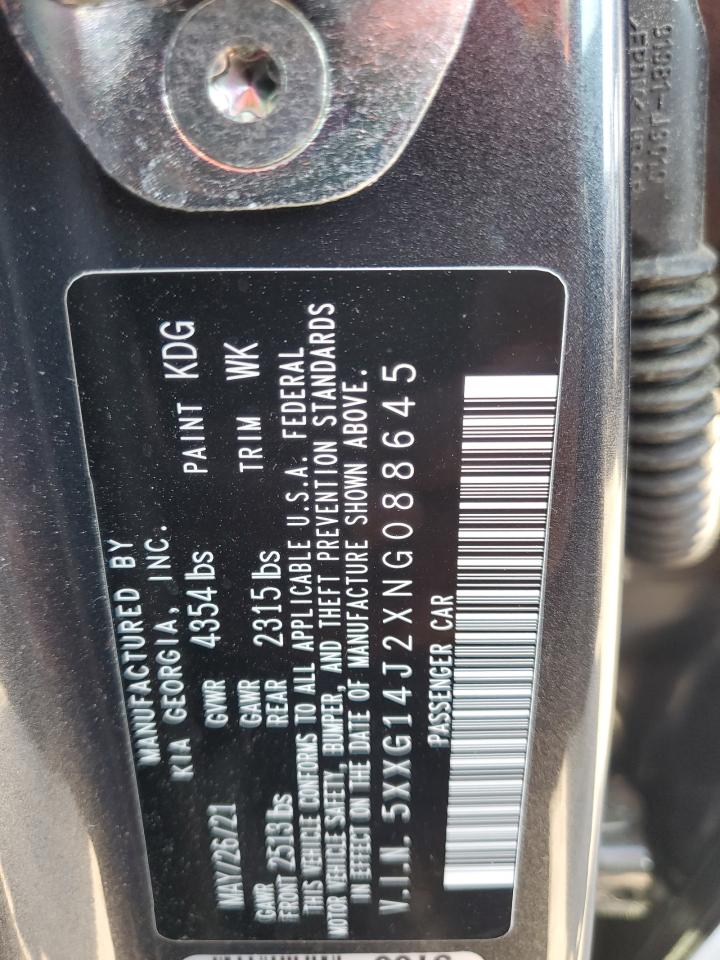 2022 KIA K5 LXS VIN:5XXG14J2XNG088645