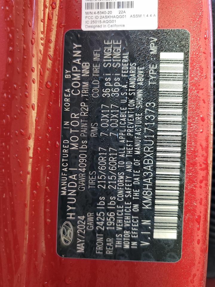 2024 HYUNDAI KONA SE VIN:KM8HA3ABXRU171373