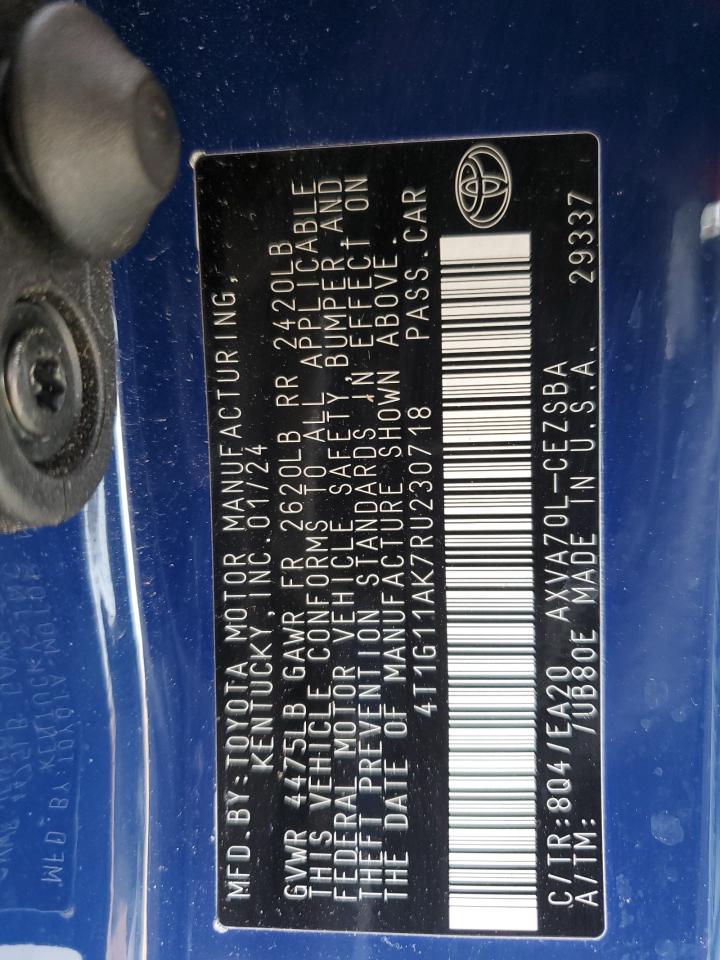 2024 TOYOTA CAMRY SE NIGHT SHADE VIN:4T1G11AK7RU230718