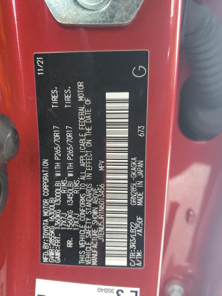 2022 TOYOTA 4RUNNER SR5/SR5 PREMIUM VIN:JTENU5JR1N6013456