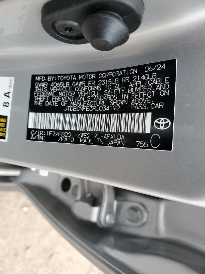 2024 TOYOTA COROLLA LE VIN:JTDBCMFE3RJ034192