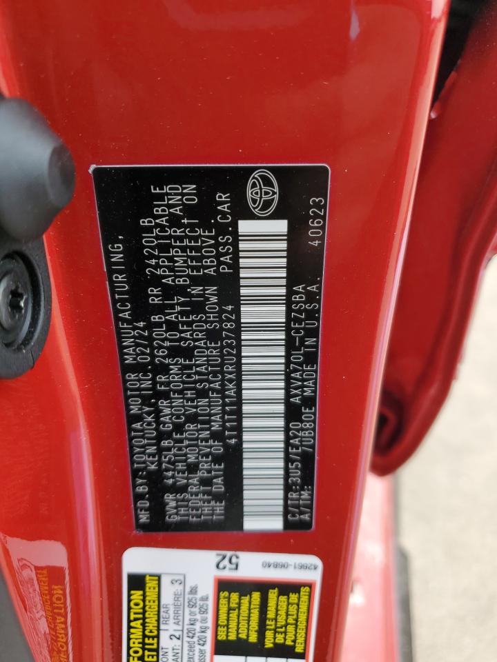 2024 TOYOTA CAMRY SE NIGHT SHADE VIN:4T1T11AKXRU237824