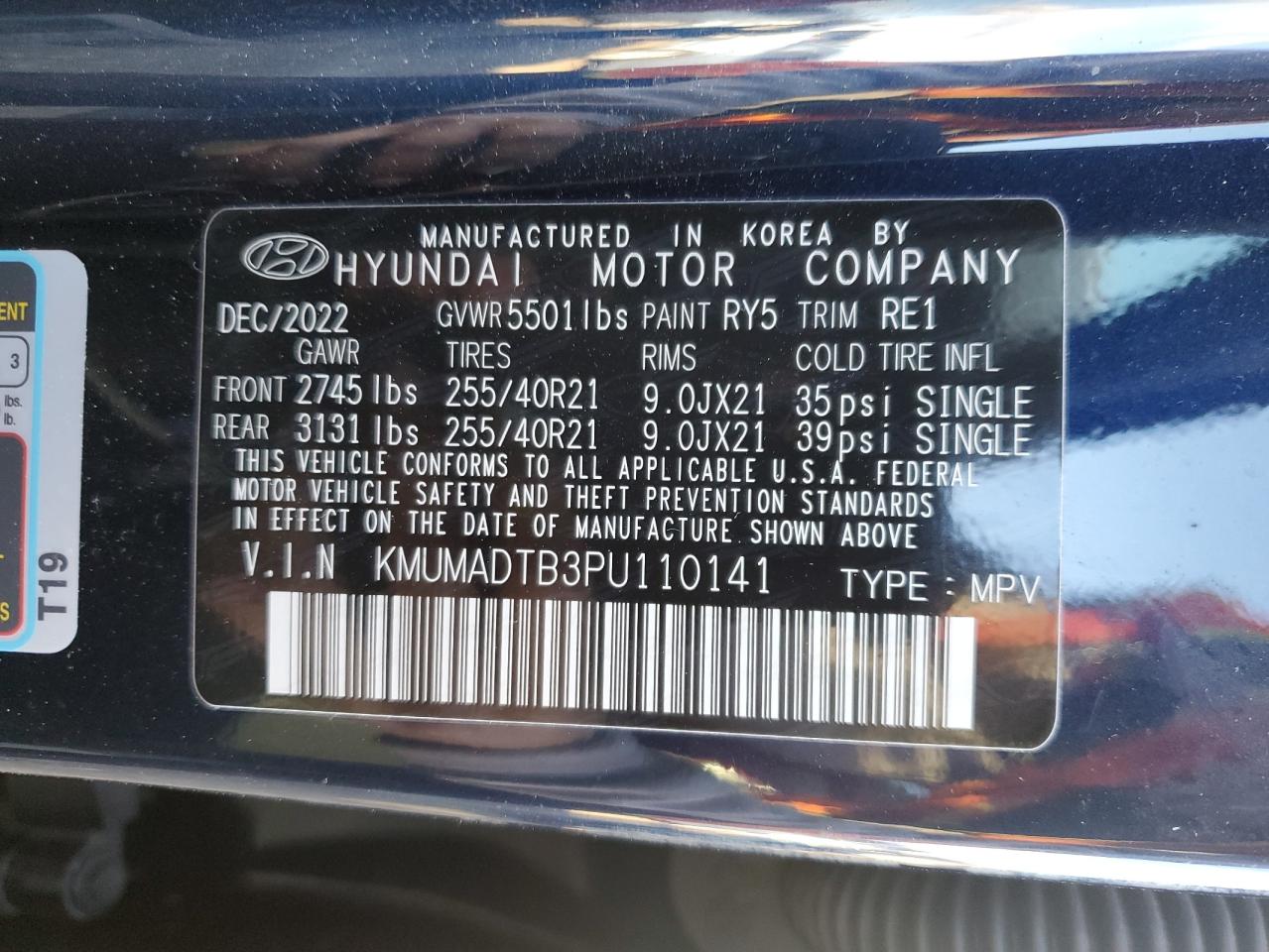 2023 GENESIS GV70 BASE VIN:KMUMADTB3PU110141