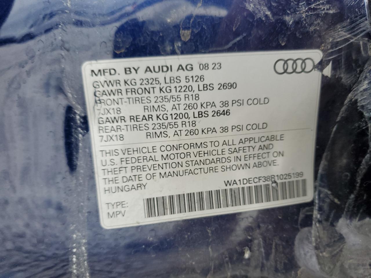 2024 AUDI Q3 PREMIUM S LINE 45 VIN:3GCUYBEF9LG101234