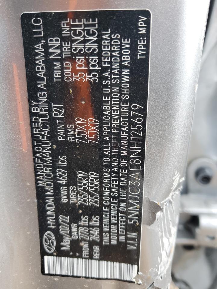 2022 HYUNDAI TUCSON SEL VIN:5NMJC3AE8NH125679