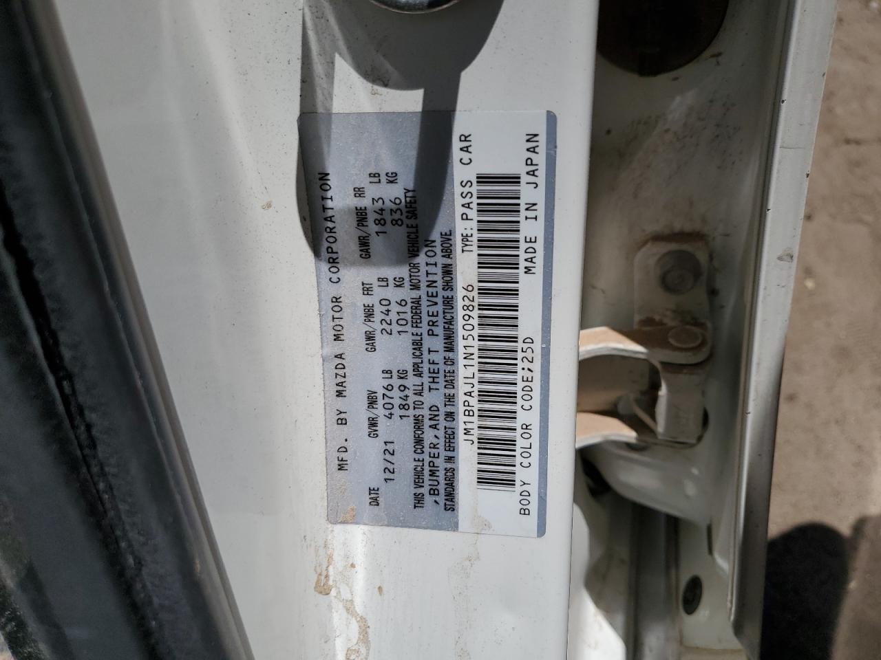 2022 MAZDA 3 VIN:JM1BPAJL1N1509826