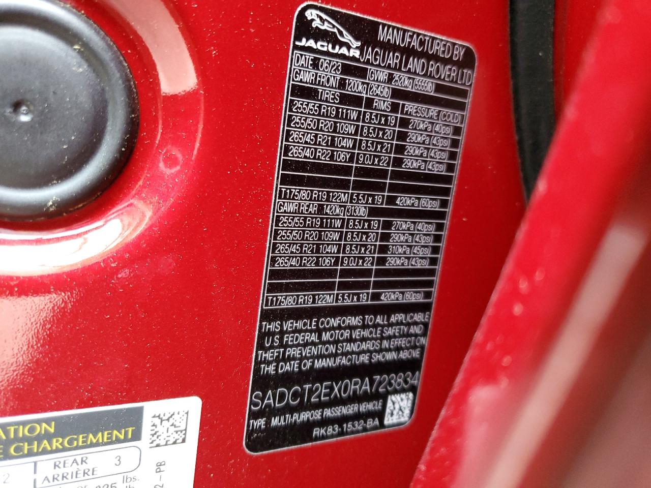 2024 JAGUAR F-PACE R-DYNAMIC S VIN:SADCT2EX0RA723834