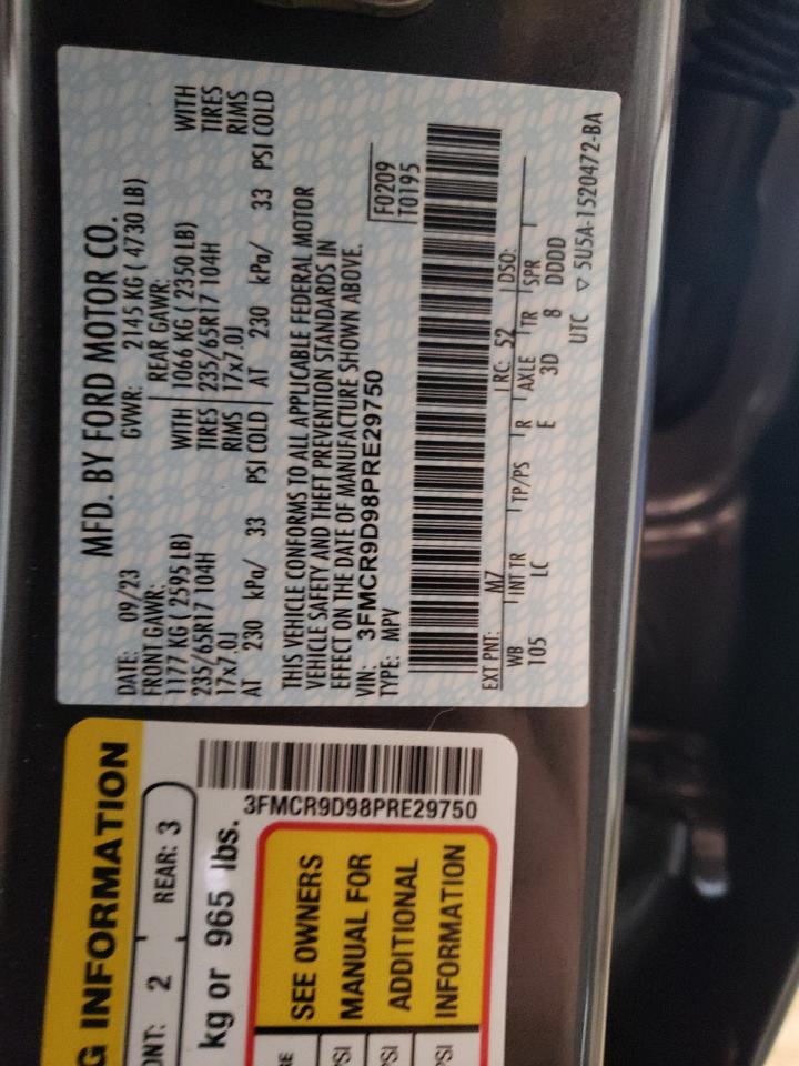 2023 FORD BRONCO SPORT BADLANDS VIN:3FMCR9D98PRE29750
