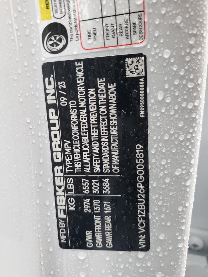 2023 FISKER INC. OCEAN OCEAN ONE VIN:VCF1ZBU26PG005819