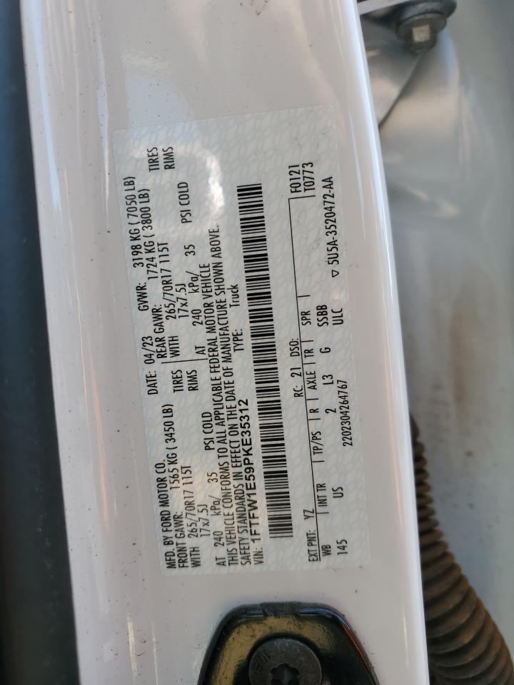 2023 FORD F150 SUPERCREW VIN:1FTFW1E59PKE35312