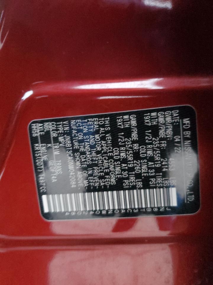 2022 NISSAN ROGUE SL VIN:JN8BT3CA0NW042084