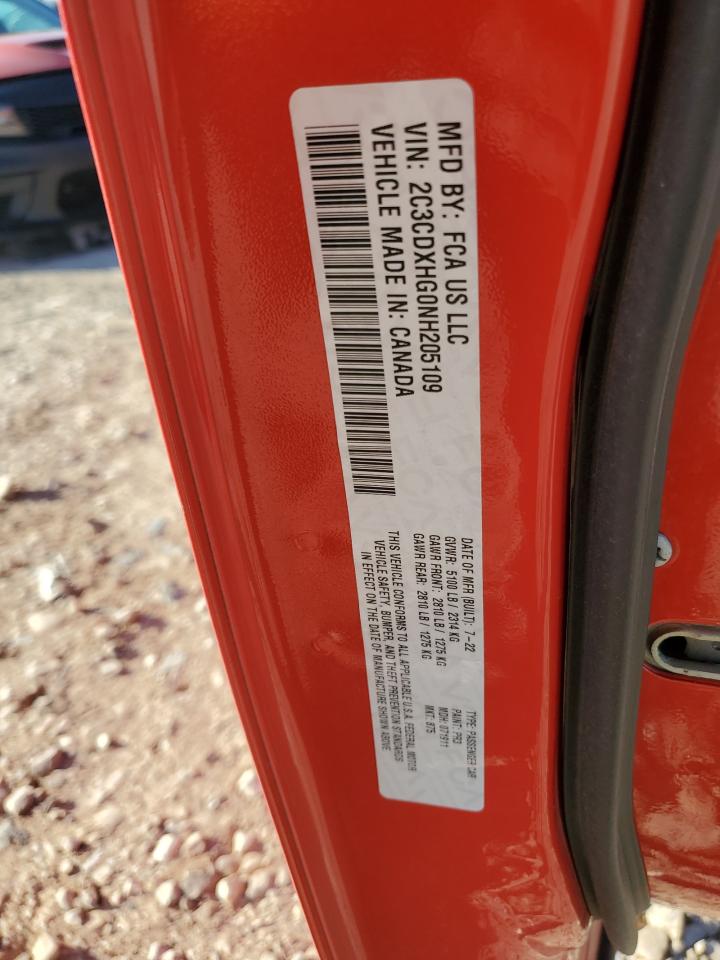 2022 DODGE CHARGER GT VIN:2C3CDXHG0NH205109