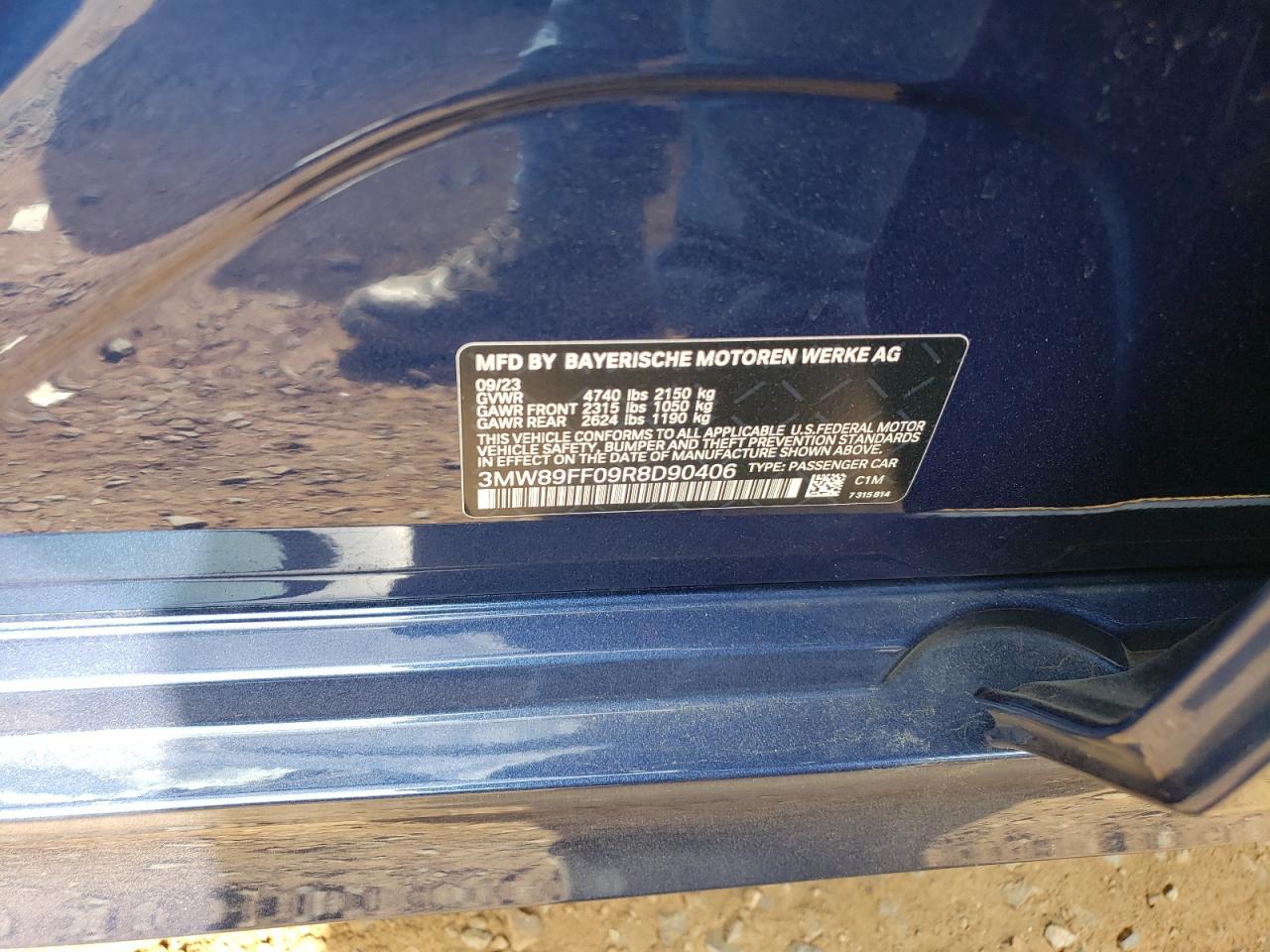 2024 BMW 330XI VIN:3MW89FF09R8D90406