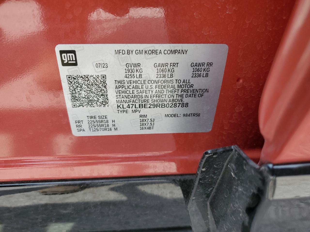 2024 BUICK ENVISTA SPORT TOURING VIN:KL47LBE29RB028788