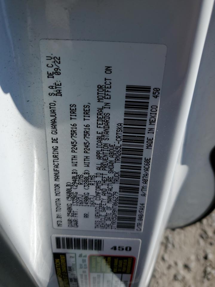 2022 TOYOTA TACOMA ACCESS CAB VIN:3TYRX5GN9NT066279
