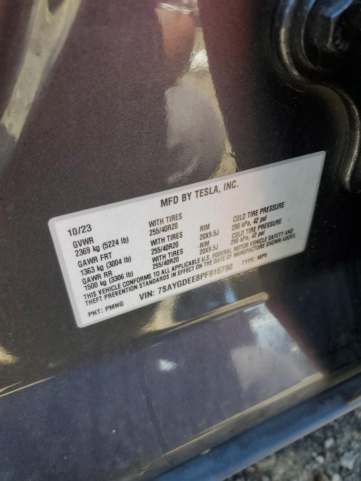 2023 TESLA MODEL Y VIN:7SAYGDEE8PF916790