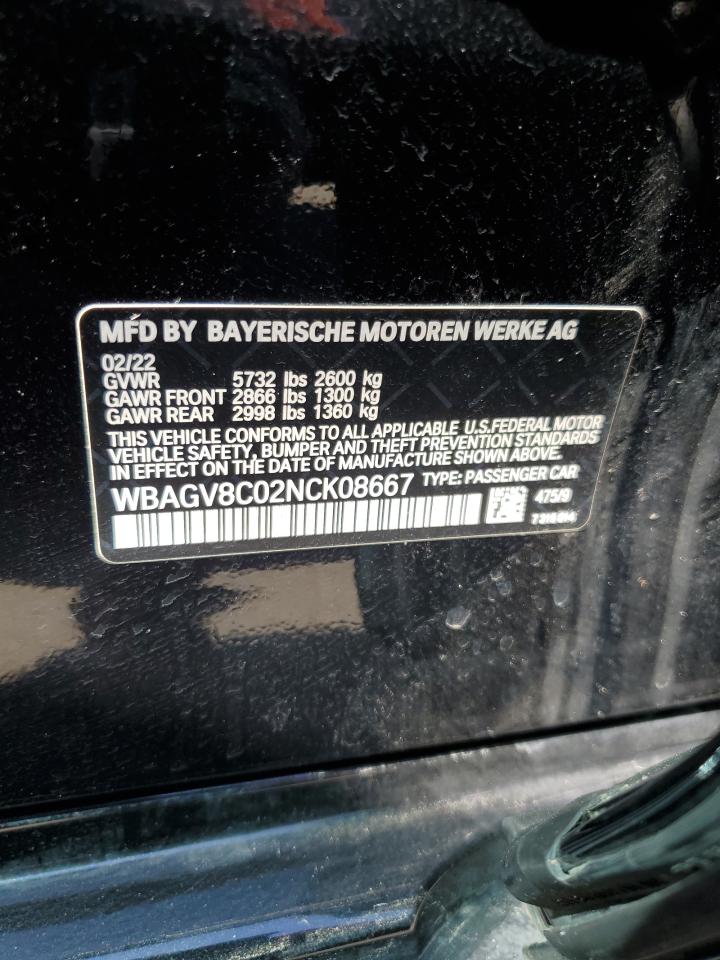 2022 BMW M850XI VIN:WBAGV8C02NCK08667