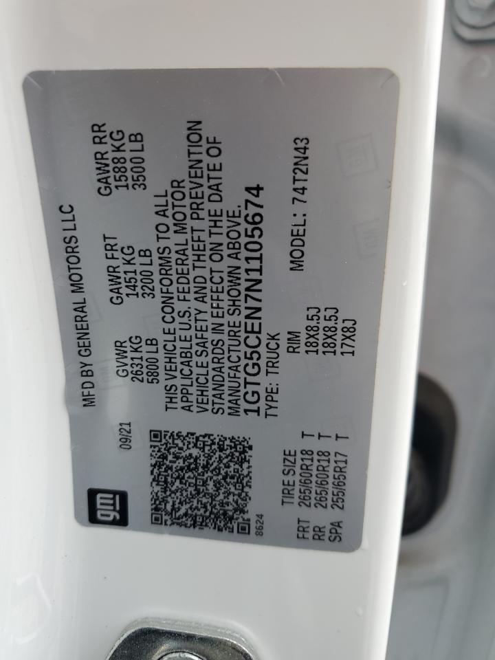 2022 GMC CANYON ELEVATION VIN:1GTG5CEN7N1105674