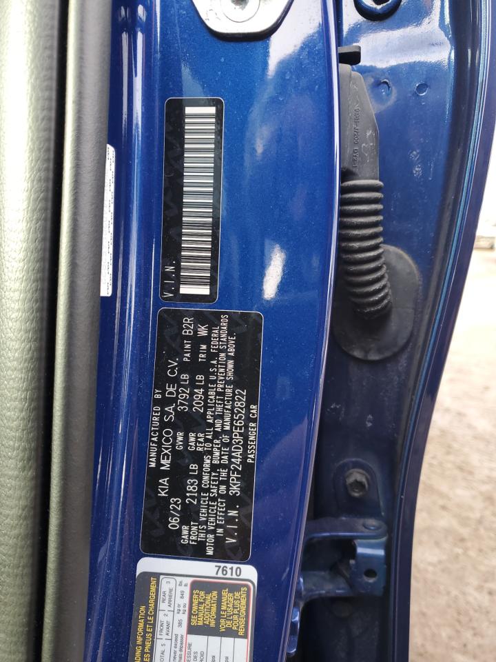 2023 KIA FORTE LX VIN:3KPF24AD3PE652822