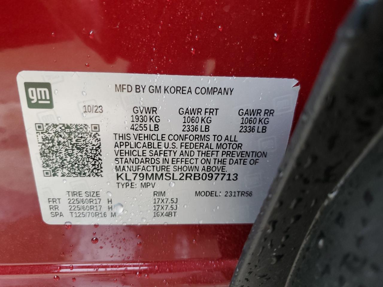 2024 CHEVROLET TRAILBLAZER LS VIN:KL79MMSL2RB097713