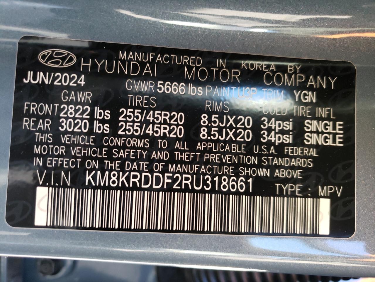 2024 HYUNDAI IONIQ 5 LIMITED VIN:KM8KRDDF2RU318661
