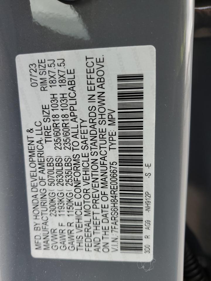 2024 HONDA CR-V SPORT-L VIN:7FARS6H84RE006675