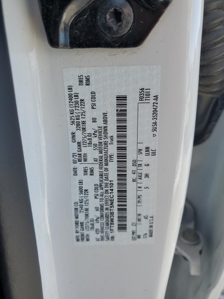2022 FORD F350 SUPER DUTY VIN:1FT8W3BT5NEC14101