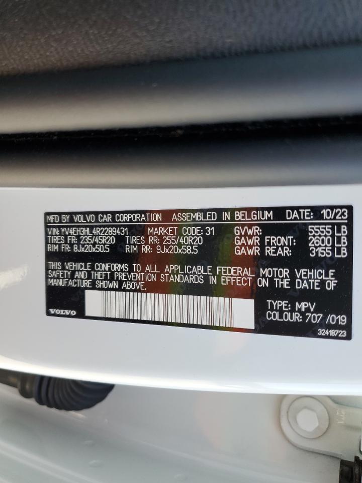 2024 VOLVO XC40 RECHARGE PLUS VIN:YV4EH3HL4R2289431