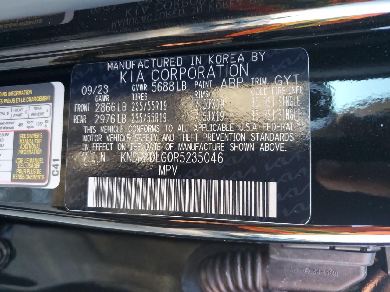 2024 KIA SORENTO SXP VIN:KNDRKDLG0R5235046