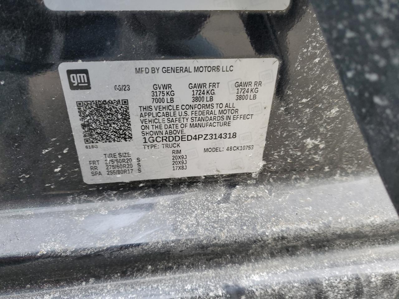 2023 CHEVROLET SILVERADO K1500 LT VIN:1GCRDDED4PZ314318