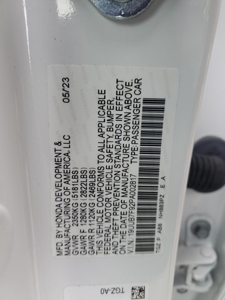 2023 ACURA TLX TYPE S VIN:19UUB7F92PA002817