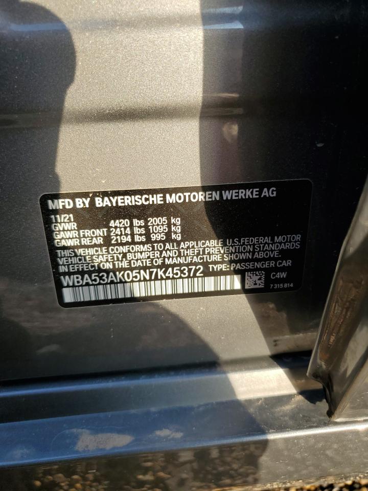 2022 BMW 228I VIN:WBA53AK05N7K45372