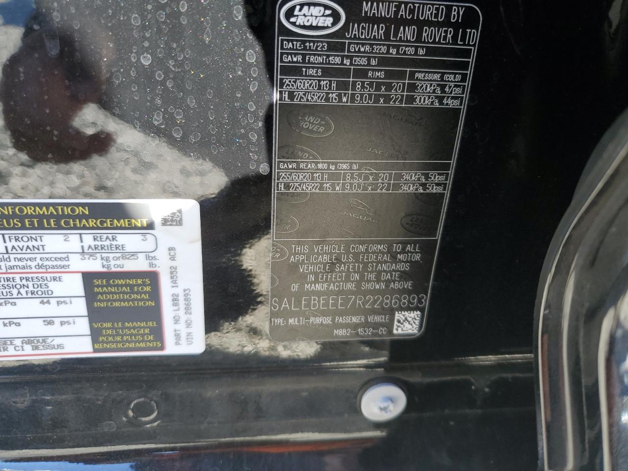 2024 LAND ROVER DEFENDER 110 VIN:SALEBEEE7R2286893