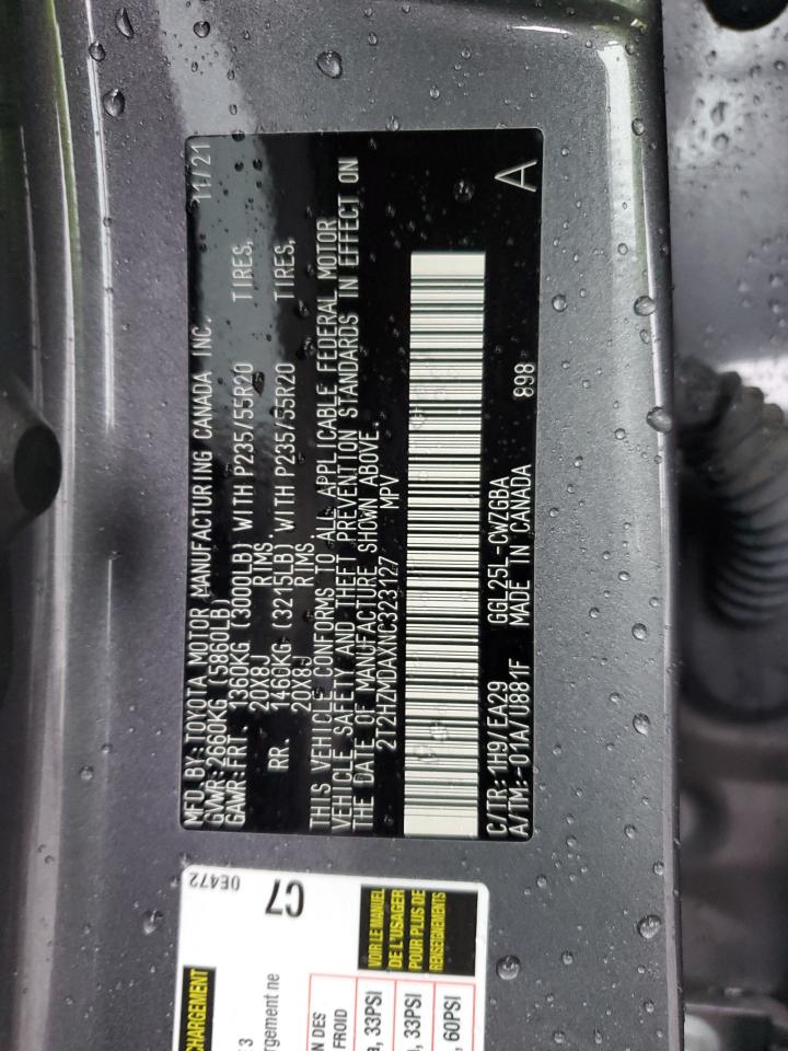 2022 LEXUS RX 350 VIN:2T2HZMDAXNC323127
