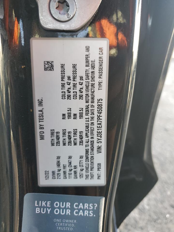 2023 TESLA MODEL 3 VIN:5YJ3E1EA7PF450875