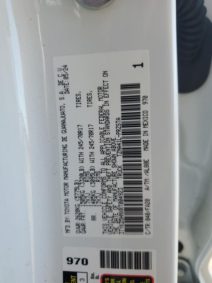 2024 TOYOTA TACOMA DOUBLE CAB VIN:3TYKD5HNXRT004923