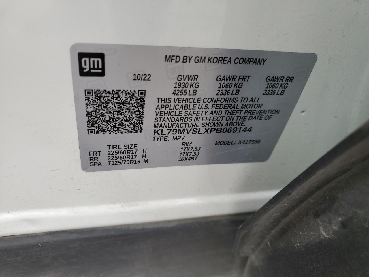 2023 CHEVROLET TRAILBLAZER ACTIV VIN:KL79MVSLXPB069144