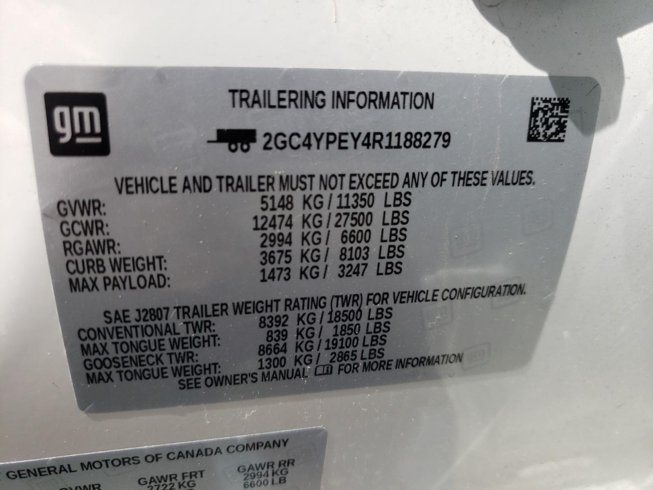 2024 CHEVROLET SILVERADO K2500 HEAVY DUTY LTZ VIN:2GC4YPEY4R1188279