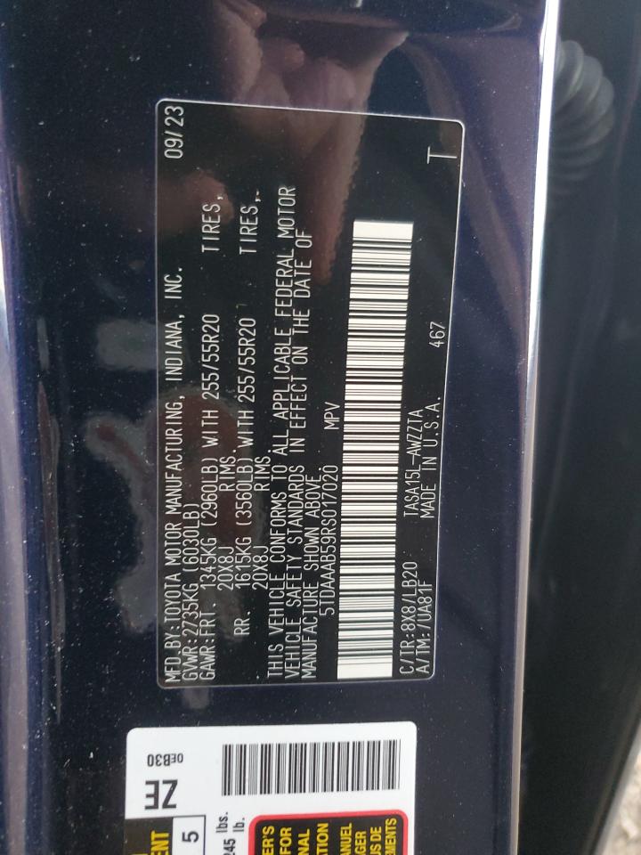 2024 TOYOTA GRAND HIGHLANDER XLE VIN:5TDAAAB59RS017020