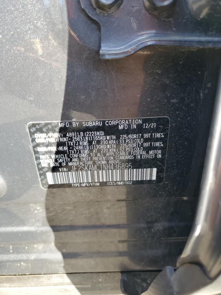 2022 SUBARU FORESTER WILDERNESS VIN:JF2SKAMC1NH436895