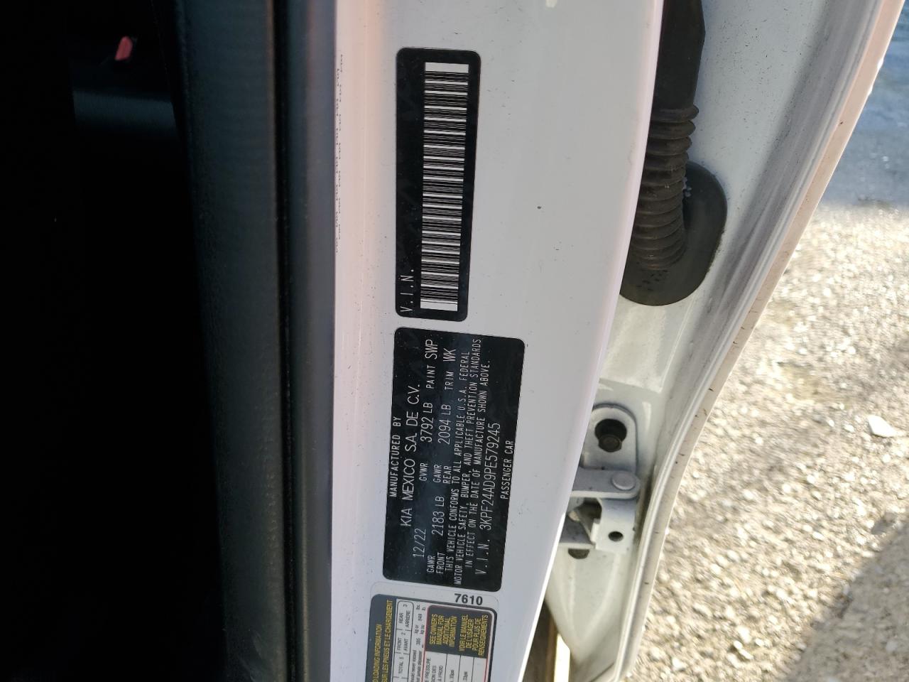 2023 KIA FORTE LX VIN:3KPF24AD9PE579245