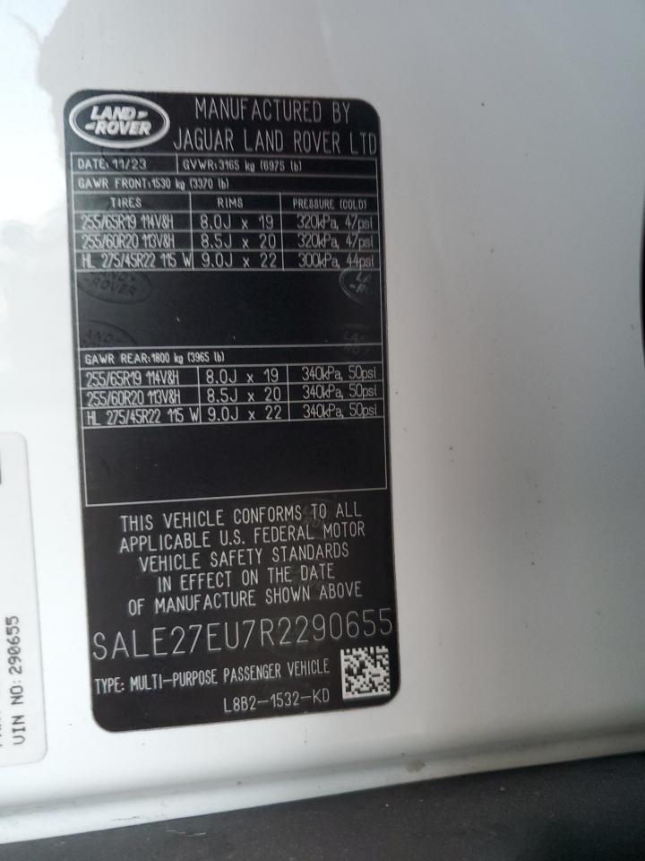 2024 LAND ROVER DEFENDER 110 X-DYNAMIC SE VIN:SALE27EU7R2290655