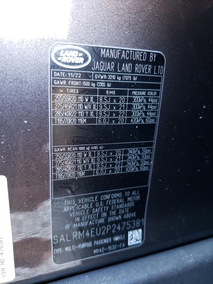 2023 LAND ROVER DISCOVERY HSE R-DYNAMIC VIN:SALRM4EU2P2475381