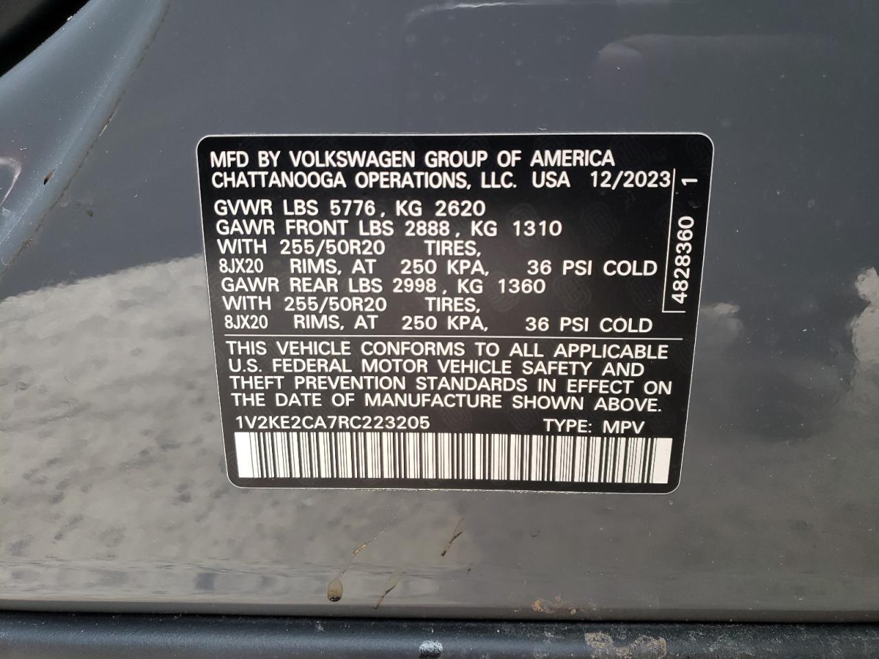 2024 VOLKSWAGEN ATLAS CROSS SPORT SE VIN:1V2KE2CA7RC223205