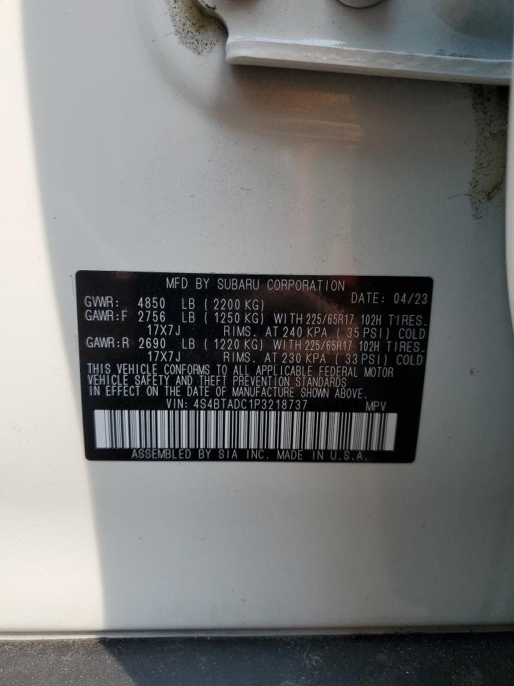 2023 SUBARU OUTBACK PREMIUM VIN:4S4BTADC1P3218737