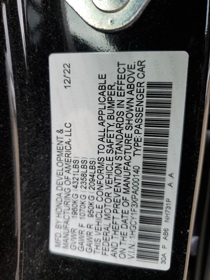 2023 HONDA ACCORD EX VIN:1HGCY1F3XPA000140