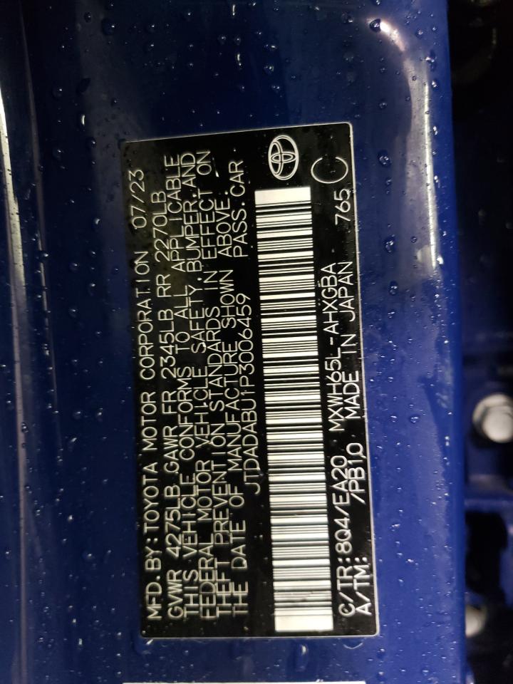2023 TOYOTA PRIUS LE VIN:JTDADABU1P3006459